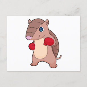 Armadillo Boxing Boxer Boxing gloves Postcard