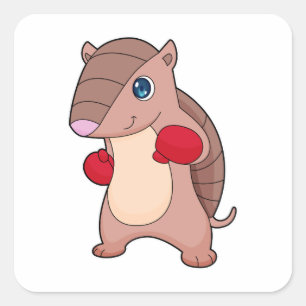 Armadillo Boxing Boxer Boxing gloves Square Sticker