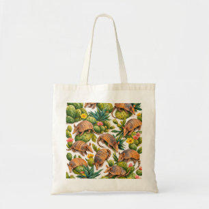 Armadillo Cactus Botanical Pattern Tote Bag