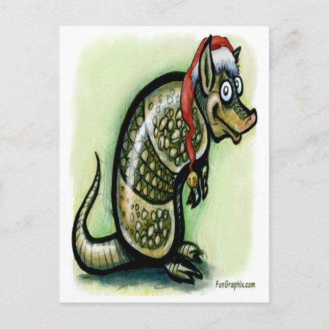 Armadillo Christmas Holiday Postcard (Front)