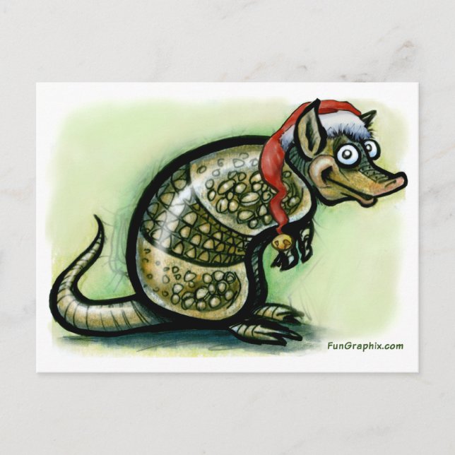 Armadillo Christmas Holiday Postcard (Front)