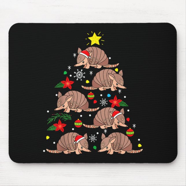 Armadillo Christmas Ornament Tree Funny Zookeeper  Mouse Pad (Front)