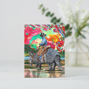 Armadillo Cowboy Postcard