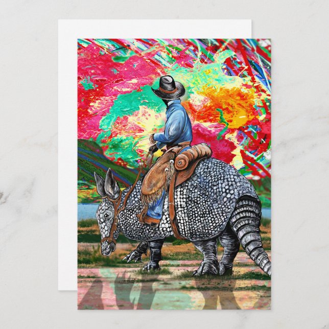 Armadillo Cowboy Thank You Card (Front/Back)