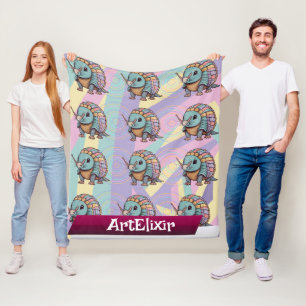 Armadillo Cute Pastel Coloured Warrior Fleece Blanket