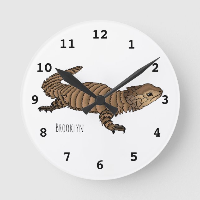 Armadillo girdled cartoon illustration round clock (Front)