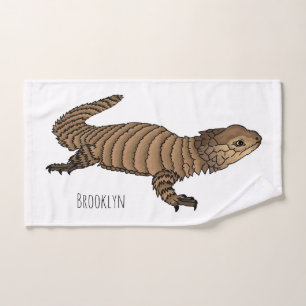 Armadillo girdled lizard cartoon illustration bath towel set
