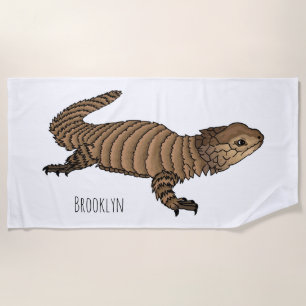Armadillo girdled lizard cartoon illustration beach towel