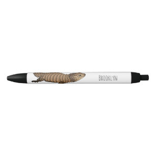 Armadillo girdled lizard cartoon illustration black ink pen