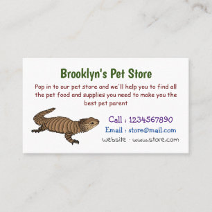 Armadillo girdled lizard cartoon illustration  business card