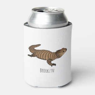 Armadillo girdled lizard cartoon illustration  can cooler