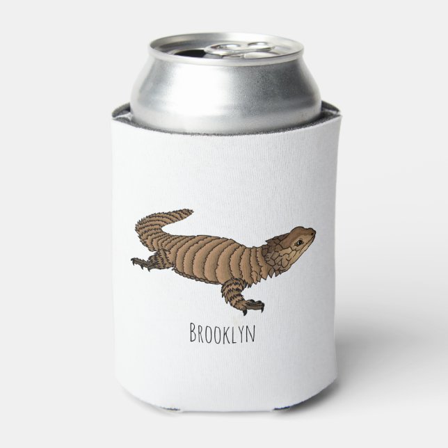 Armadillo girdled lizard cartoon illustration  can cooler (Can Front)
