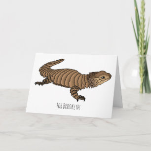 Armadillo girdled lizard cartoon illustration card