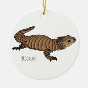 Armadillo girdled lizard cartoon illustration ceramic ornament