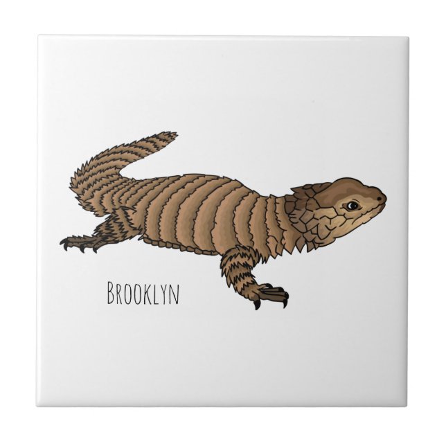 Armadillo girdled lizard cartoon illustration  ceramic tile (Front)
