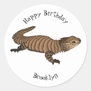 Armadillo girdled lizard cartoon illustration classic round sticker