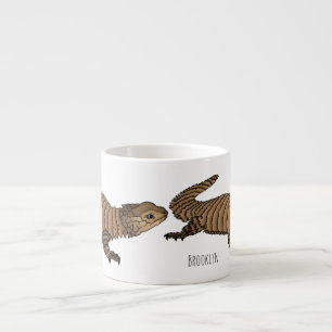 Armadillo girdled lizard cartoon illustration espresso cup