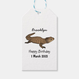 Armadillo girdled lizard cartoon illustration gift tags