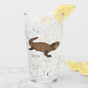 Armadillo girdled lizard cartoon illustration glass