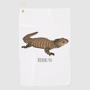 Armadillo girdled lizard cartoon illustration golf towel