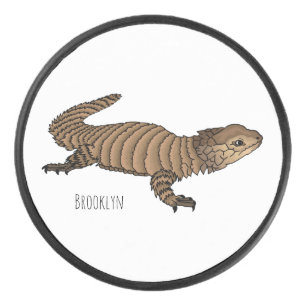 Armadillo girdled lizard cartoon illustration hockey puck