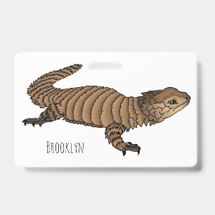 Armadillo girdled lizard cartoon illustration ID badge