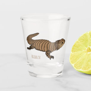 Armadillo girdled lizard cartoon illustration shot glass