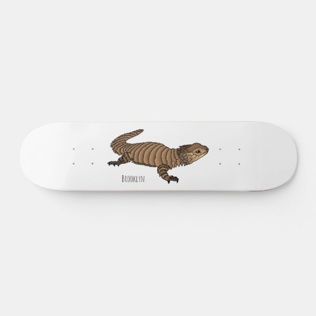 Armadillo girdled lizard cartoon illustration skateboard (Horz)