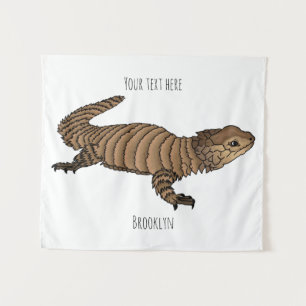 Armadillo girdled lizard cartoon illustration tapestry