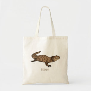 Armadillo girdled lizard cartoon illustration tote bag