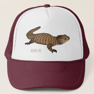 Armadillo girdled lizard cartoon illustration trucker hat