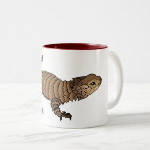 Armadillo girdled lizard cartoon illustration Two-Tone coffee mug