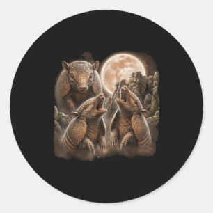 Armadillo howling moon design funny animal classic round sticker