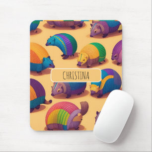 Armadillo Pastel Colourful Personalised Pattern Mouse Pad