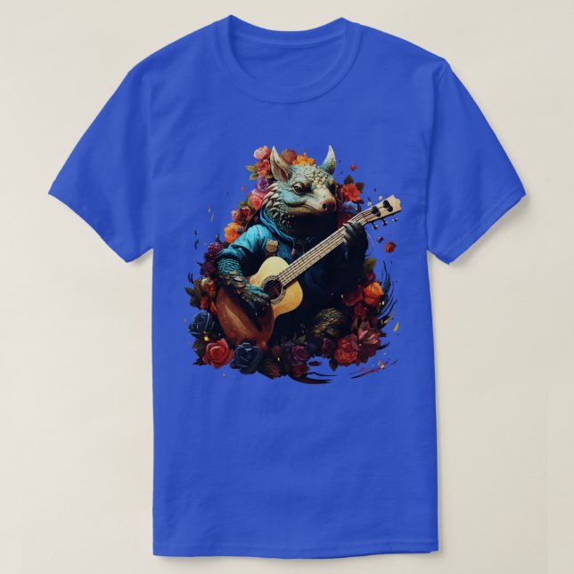 Armadillo Playing Guitar T-Shirt (Design Front)