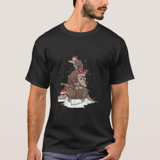 Armadillo Santa Christmas Light Tree T-Shirt