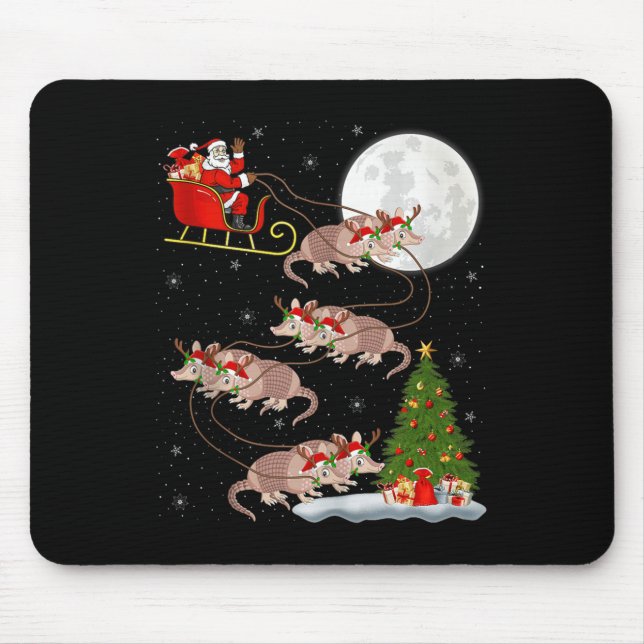 Armadillo Santa Sleigh Flying Funny Magical Christ Mouse Pad (Front)