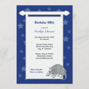 Armadillo Stars Scroll Party Invitation