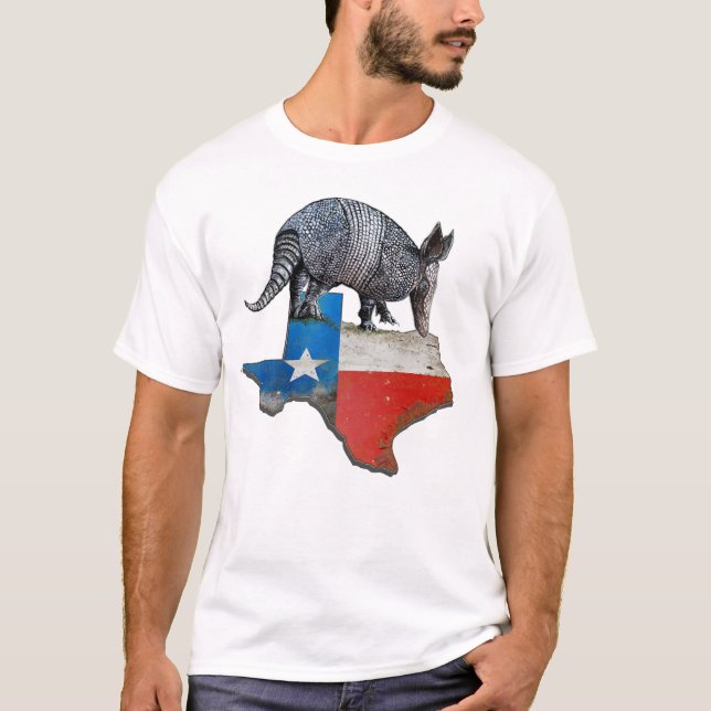 Armadillo Texas State Flag Map T-Shirt (Front)