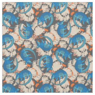 Armadillo tropical foliage botanical blockprint de fabric