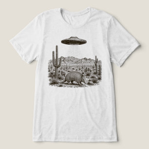 Armadillo UFO Alien Abduction Desert Scene Tri-Blend Shirt