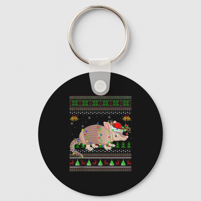 Armadillo Ugly Christmas Sweaters Holiday Santa Cu Key Ring (Front)