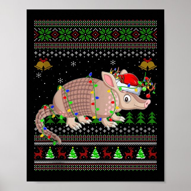 Armadillo Ugly Christmas Sweaters Holiday Santa Cu Poster (Front)
