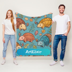 Armadillo Unique Floral Old Print Fleece Blanket