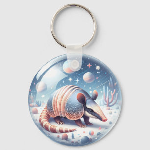 Armadillo with Cosmic Background Key Ring