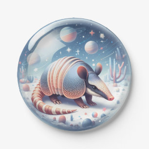 Armadillo with Cosmic Background Paper Plate