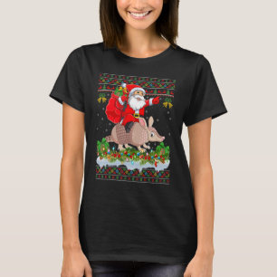 Armadillo Xmas Ugly Santa Riding Armadillo Christm T-Shirt