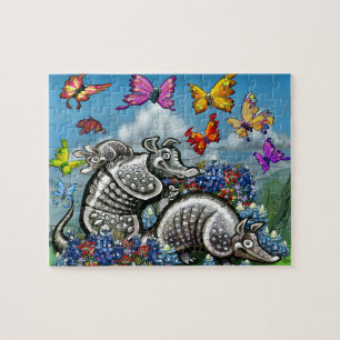 Armadillos Bluebonnets Butterflies Wildflowers Jigsaw Puzzle