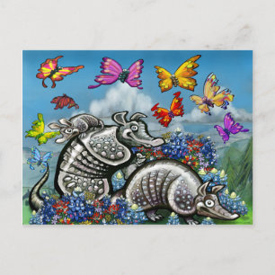Armadillos Bluebonnets Butterflies Wildflowers Postcard