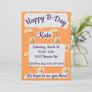 Armadillos Happy Birthday Invitation